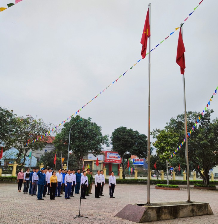Quỳnh Liên tổ chức lễ chào cờ tháng 2, chào xuân Giáp Thìn 2024