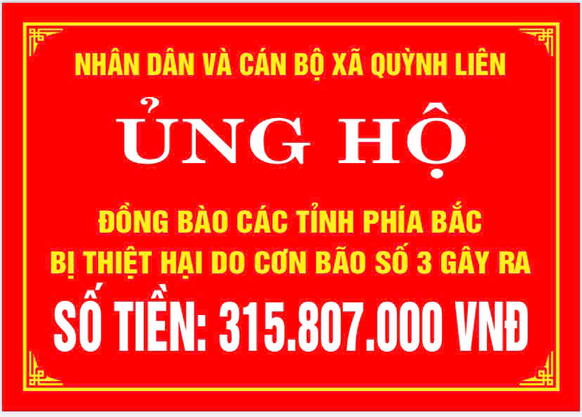 Kết quả vận động, ủng hộ ủng hộ đồng bào  các tỉnh phía Bắc bị thiệt hại do bão số 03